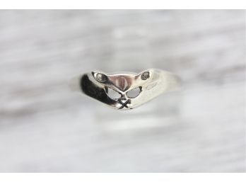 Sterling Silver Ring Cutest Cat Face Ears Cut Out Design Size 8 1/2