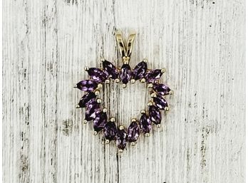 10kt Gold Amethyst Heart Pendant Stunning Gemstone Jewelry