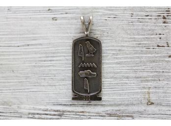 Sterling Silver Pendant Egyptian Hieroglyphs Vintage Design