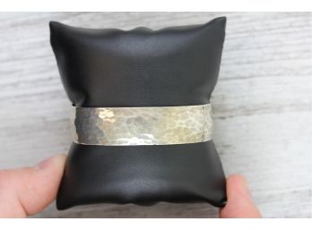 Sterling Silver CUFF Bracelet Hammered Wide Artisan Made Vintage 6 1/4' 29 Grams