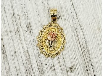 14kt Gold Flower Pendant Black Hills Gold Tri Color Classic Pretty Design