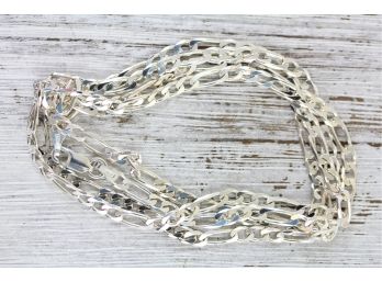 Sterling Silver Necklace Figaro Link Chain Diamond Cut Italian Strong Sturdy 30 Inches And 14 Grams