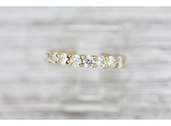 Sterling Silver Ring Eternity Band Brilliant Cubic Zirconia All Around Gold Wash Size 5