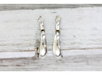 Sterling Silver Hoop Earrings Tapered Classic Staple