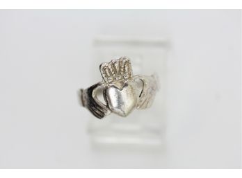 Sterling Silver Ring Irish Claddagh Love Heart Hand Vintage Size 4.75 Pinky MIDI