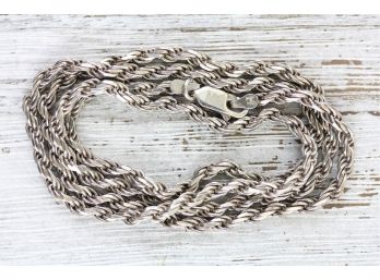 Sterling Silver Necklace Rope Chain Italian Strong Lobster Clasp 22.25 Inches And 18 Grams