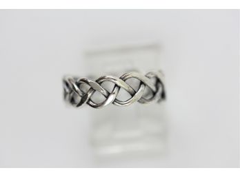 Sterling Silver Ring Braided Hammer Band Size 7.5 Beautiful Design Classic Vintage