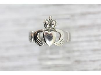 Sterling Silver Ring Irish Claddagh Love Heart Hand Vintage Made In Ireland Size 6