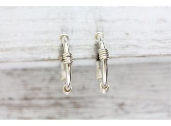 Sterling Silver Hoop Earrings 1' Classic Round Wire Stations Bali Everyday Wear