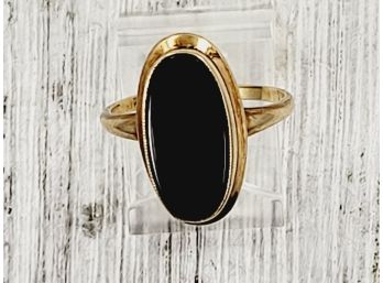 Vintage 1950's 10kt Gold Ring Size 6.5 Black Onyx Oval Beautiful Design