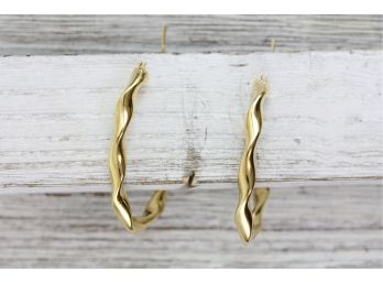 Sterling Silver Hoop Earrings Luxury Gold Wash Twisted Oval Hoops