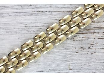 Sterling Silver Bracelet Track Brick Link 3/4 Inch Wide Big Bold Gold Wash Italy Luxury 7 1/2 Inches' 37 Grams