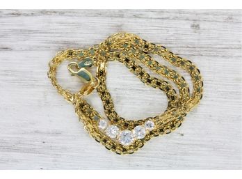 Diamonique Italian Gold Clad Sterling Silver Necklace CZ Center Stones 16.75 Inches 12 Grams