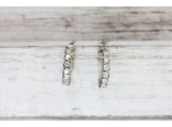 Sterling Silver Earrings Brilliants Cubic Zirconia Have Hoop Dangle Earrings Staple Classic