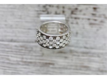 Sterling Silver Brilliant Cz Wide Band Ring Size 6.25 Classic Pretty Stack
