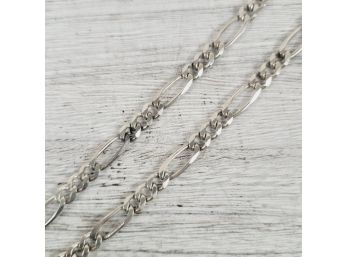 Vintage Silver Sterling Figaro Italy Necklace Chain 20' Long Layer