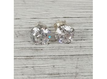 Sterling Silver Brilliant Cz Stud Earrings 925 Classic Staple