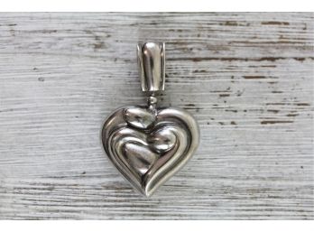 Sterling Silver Pendant Designer Heart 2 Sided Swivel Beautiful Classic