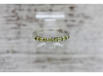 Sterling Silver Yellow Green Cz Band Ring Size 7.25 Brilliant Classic Pretty Stack