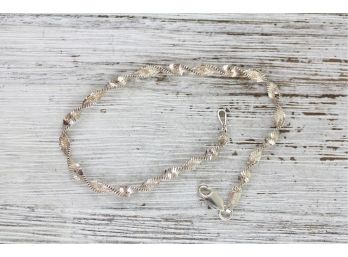 Sterling Silver Bracelet Twisted Herring Bone Chain Italian 7.5' 3 Grams