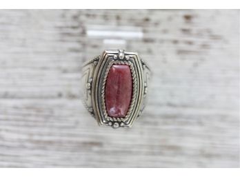 Sterling Silver Southwest Rose Stone Ring Size 6.25 Classic Pretty Stack