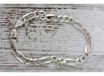 Sterling Silver Figaro Italy Bracelet Chain Link 7' 925