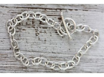 Vintage Toggle Sterling Silver Bracelet Chain Link 8' Stack 925