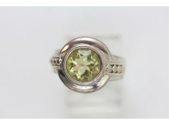 Sterling Silver Ring Lemon Quartz Size 4 3/4 Big Bold Design Luxury Natural Stone