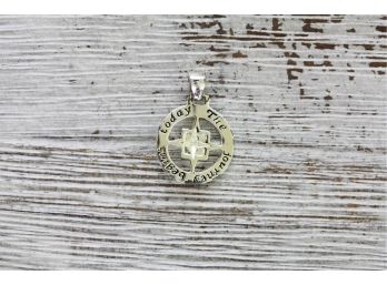 Sterling Silver Compass Pendant 925 Today The Journey Begins Classic