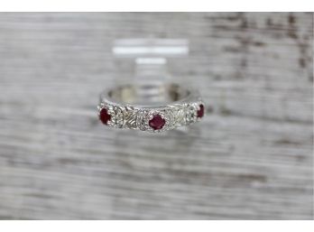 Sterling Silver Judith Ripka Ruby Band Ring Rope Size 6 Classic Pretty Stack