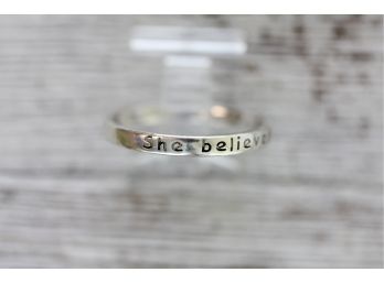 Sterling Silver Band Ring She Believed She Could So She Did Size 10 Pretty Stack