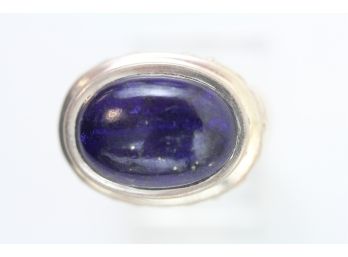 Sterling Silver Ring Lapis Lazuli Size 7 Heavy Filigree Designer Natural Stone Blue Silver
