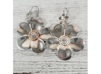 Sterling Silver Dangle Flower Earrings 925 Classic Staple