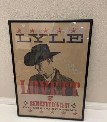 Signed Lyle Lovett Concert Poster Autographed Framed