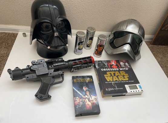 Big Star Wars Lot Assorted Memorabilia, Vintage Masks, 501st Clone Trooper, Darth Vader, SW Tins, Trivia Game