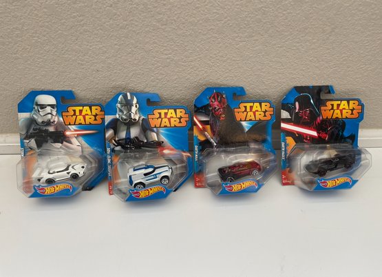 Vintage Star Wars Hot Wheels Lot Of 4, Storm Trooper, 501st Clone Trooper, Darth Maul, Darth Vader