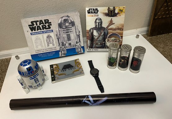 Star Wars Memorabilia Micro Machines R2-d2, Watch, SW Tins, Coloring Book, Drawing Studio, Post Card Book