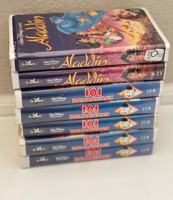 Disney Black Diamond Classic VHS Movie Lot Of 7 Aladdin, 101 Dalmatians
