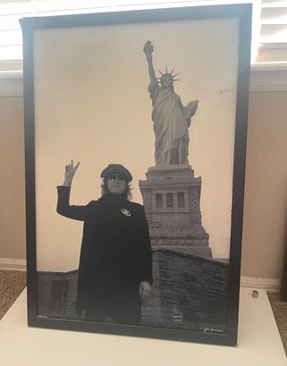 John Lennon Peace Statue Of Liberty Framed Art Board Textured Print