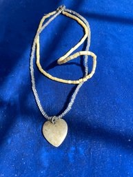 Women's Vintage Beaded Heart Necklace Choker 90s Possibly Native Unknown