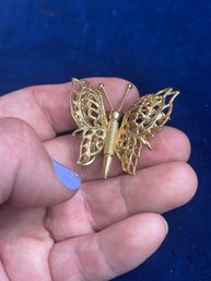 Vintage Butterfly Gold Monet Brooch Costume Jewelry