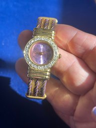 Vintage Cuff Bracelet Style Women's Watch Pink Face