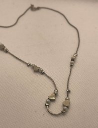 Vintage Sterling Silver 18' Heart And Pearl Necklace