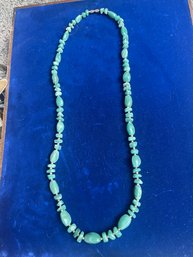 Authentic Vintage Green Jade Bead Necklace Strand