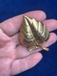 Vintage Costume Jewelry Locket Lip Gloss Gold Leaf
