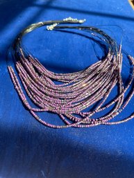 Dark Purple And Black Bohemian Style Layered Beaded Necklace