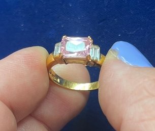 SIZE 6 Untested Gold Gemstone Ring And Diamond CZ Women's Fashion Ring