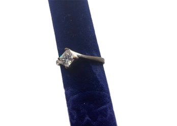 Size 6 Vintage GE Princess Cut Solitaire Diamond Cubic Zircon
