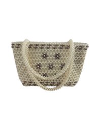 Vintage Beaded Pearl Purse With Silk Lining