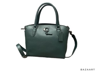 COACH REMI PEBBLED FOREST GREEN LEATHER NWT